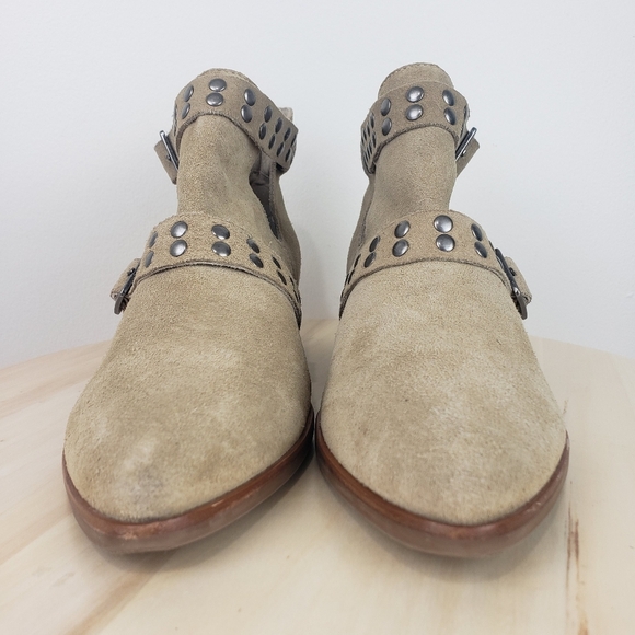 Anthropologie Matisse Neil Booties Size 8.5 Suede Leather Studded Buckle Western - Picture 7 of 14
